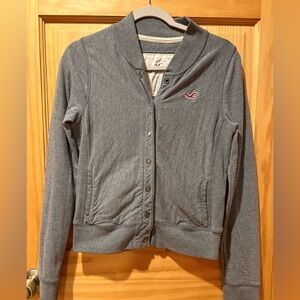 Hollister women’s grey snap front jacket  size L